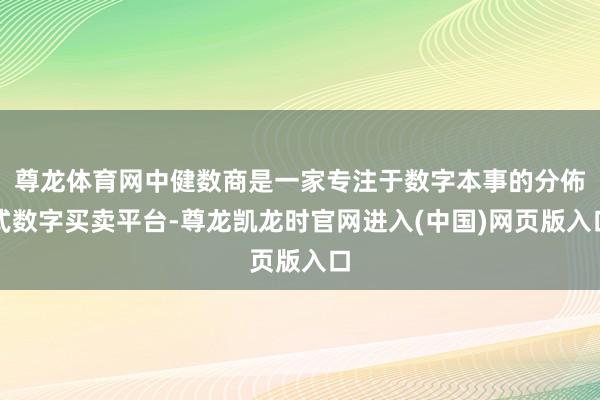 尊龙体育网中健数商是一家专注于数字本事的分佈式数字买卖平台-尊龙凯龙时官网进入(中国)网页版入口